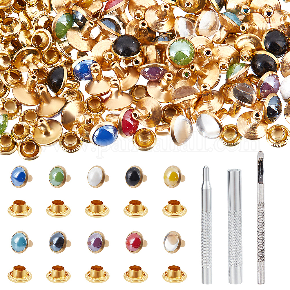 Wholesale 100Pcs 10 Color Round Brass Semi-Tublar Rivets - Pandahall.com