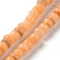 天然養殖淡水貝ビーズ連売り  染め  ロンデル  オレンジ  6.5~7.5x2~6.5mm  穴：1mm  約85個/連  14.88インチ（37.8cm）&nbsp;SHEL-F002-01E