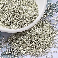MIYUKIラウンドロカイユビーズ  日本製シードビーズ  11/0  （rr181)亜鉛メッキシルバー  2x1.3mm  穴：0.8mm  約1111個/10g&nbsp;X-SEED-G007-RR0181
