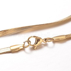 Ion Plating(IP) 304 Stainless Steel Snake Chain Necklaces, with Lobster Claw Clasps, Golden, 17.7 inch(45cm), 3~3.3x0.7mm