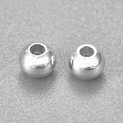 304ステンレススチールビーズ  ラウンド  銀  3x2mm  穴：1.2mm