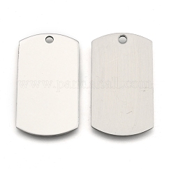 Tarnish Resistant 201 Stainless Steel Rectangle Mirror Polished Finish Stamping Blank Tag Pendants, Stainless Steel Color, 43x24x1mm, Hole: 3mm