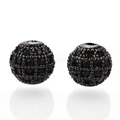 Rack Plating Brass Cubic Zirconia Beads&nbsp;ZIRC-S001-8mm-B04