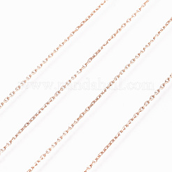 イオンプレーティング（IP）304ステンレススチールアズキチェーン  ダイヤモンドカットチェーン  ハンダ付け  多面カット  スプールで  オーバル  ローズゴールド  1.5x1x0.3mm  約32.8フィート（10m）/ロール&nbsp;CHS-D004-01RG