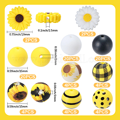 84 個のシリコン焦点ビーズ  ミックスカラー  15~19x7.5~15mm  穴：2~2.5mm&nbsp;SIL-BM0001-08