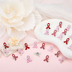 40Pcs 2 Colors AIDS/Breast Cancer Awareness Ribbon Enamel Pins&nbsp;JEWB-ME0001-23