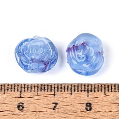 手作りランプワークビーズ  ローズ  コーンフラワーブルー  10.5~12x12~13x6~6.5mm  穴：1.2~1.4mm&nbsp;LAMP-T024-08A