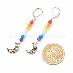 Natural Malaysia Jade with Alloy Moon Long Dangle Leverback Earrings&nbsp;EJEW-JE04909-03