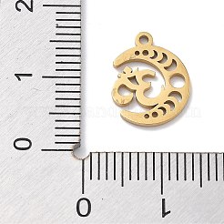 304ステンレスペンダント  レーザー切断  ムーンフェイズチャーム  18KGP本金メッキ  オーム/ AUM  13x10.5x1mm  穴：1.2mm&nbsp;STAS-R003-03G-02