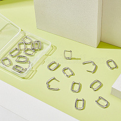 真鍮製のフープピアス10組  長方形  プラチナ  12ゲージ  15.5x11.5x2mm  ピン：1mm&nbsp;EJEW-ME0001-08P
