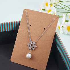 Anti-Tarnish Christmas Snowflake with Pearl Tassel Pendant Lariat Necklace&nbsp;JN1055A