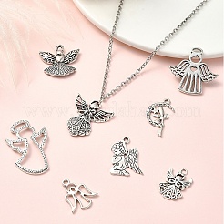 50Pcs 8 Styles Tibetan Style Alloy Moon with Fairy Pendants&nbsp;FIND-YW0005-15
