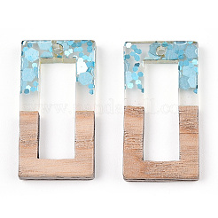 Transparent Resin & White Wood Pendants&nbsp;RESI-N039-48