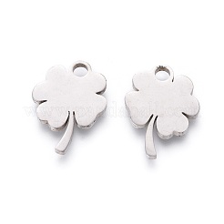 変色しない201ステンレススチールペンダント  手動研磨  クローバー  ステンレス鋼色  16x12x1.5mm  穴：2mm&nbsp;STAS-F231-043P