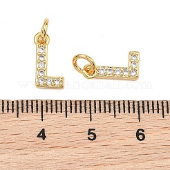 シェグレース 真鍮 マイクロパヴェ クリアキュービックジルコニア ペンダント  ニッケルフリー  18KGP本金メッキ  文字 L のチャーム  12x6x2.5mm  丸カン：5x1ミリ  内径：3mm&nbsp;XGRQ29051-394G-L