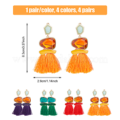 4 Pairs 4 Colors Polyester Tassel Earrings&nbsp;EJEW-FI0001-86