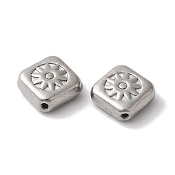 変色しにくい304ステンレススチールビーズ  太陽と菱形  ステンレス鋼色  7x7x3mm  穴：0.9mm&nbsp;STAS-I305-178P