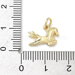 真鍮の馬のチャーム  長持ちメッキ  カドミウムフリー＆鉛フリー  18KGP本金メッキ  9.5x13x2mm  穴：3mm&nbsp;KK-K368-58G