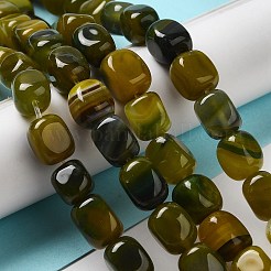 天然石瑪瑙ビーズ連売り  染め＆加熱  キューブ  ペルー  11~12x8~9.5x8~9.5mm  穴：1.2mm  約16個/連  7.48~7.72''（19~19.6センチメートル）&nbsp;G-H295-A01-15