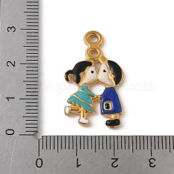 304ステンレススチールエナメルペンダント  ゴールドカラー  男の子と女の子のチャーム  カラフル  27x16x3mm  穴：1.8x2mmと1.5mm&nbsp;STAS-Z153-07G-02