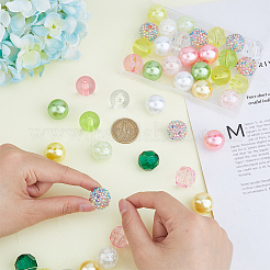 46Pcs 25 Colors Acrylic with ABS Plastic Imitation Pearl with Resin  Round Beads&nbsp;OACR-DC0001-25