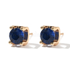 Square Brass Micro Pave Cubic Zirconin Stud Earrings&nbsp;EJEW-D318-03KCG-C