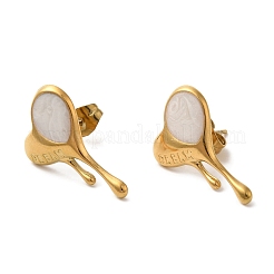 Ion Plating(IP) 304 Stainless Steel Heart Stud Earrings&nbsp;EJEW-C114-18G-02