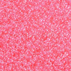 12/0 FGBグレードAラウンドガラスシードビーズ  透明インサイドカラー  光沢メッキ  パールピンク  2.3x1.5mm  穴：1mm  約48500個/ポンド&nbsp;SEED-N001-F-235
