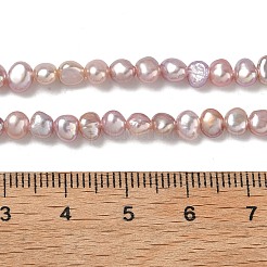 天然養殖淡水パールビーズ連売り  研磨両側  グレード6 A  ロージーブラウン  4~4.5mm  穴：0.5mm  約85個/連  13.98インチ（35.5cm）&nbsp;PEAR-C004-19B-02