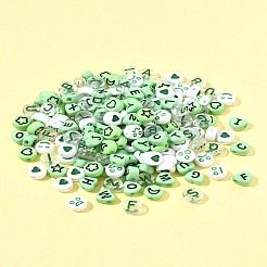 200PCSアクリルビーズ  混合図形  グリーン  7x3.5~4mm  穴：1.2~1.6mm&nbsp;MACR-FS0001-89