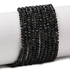 ナチュラルグリーントルマリンビーズ連売り  多面カット  ロンデル  3x2mm  穴：0.6mm  約184~185個/連  14.76~14.96''（37.5~38センチメートル）&nbsp;G-G302-B01-3x2mm