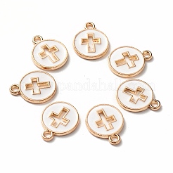 ライトゴールドメッキの合金エナメルペンダント  クロスとフラットラウンド  ミックスカラー  15x12x1.5mm  穴：1.6mm&nbsp;ENAM-R136-18