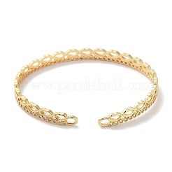 Lip Brass Micro Pave Clear Cubic Zirconia Open Cuff Bangles for Women&nbsp;BJEW-Z061-03G