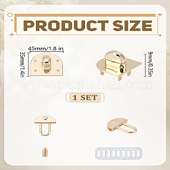 亜鉛合金バッグツイストロックアクセサリー1セット  ハンドバッグターンロック  ライトゴールド  4.5x3.5x0.95cm&nbsp;DIY-LP0002-03