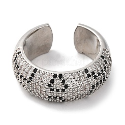 Brass With Clear Cubic Zirconia  Cuff Rings&nbsp;RJEW-S242-05P
