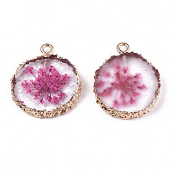 Transparent Clear Epoxy Resin & Dried Flower Pendants&nbsp;RESI-S383-075-C03