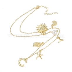 Bohemian Summer Beach Style 18K Gold Plated Shell Shape Initial Pendant Necklaces&nbsp;IL8059-3