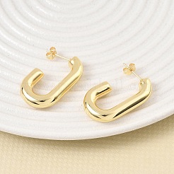 女性のための真鍮のスタッドピアス  ハーフフープピアス  14KGP本金メッキ  30x20x5mm&nbsp;KK-CBAD851-11G