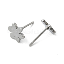 変色しにくいユニセックス 304 ステンレススチール スタッド イヤリング  花  ステンレス鋼色  8x9mm  ピン：1mm&nbsp;EJEW-E254-08P