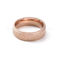 女性用テクスチャ加工201ステンレススチールフラットフィンガーリング  ローズゴールド  内径：17mm&nbsp;RJEW-I089-36RG
