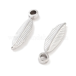 変色しない304ステンレススチールペンダント  フェザーチャーム  ステンレス鋼色  15.5x4x2mm  穴：1.6mm&nbsp;LS-STAS-P364-18P