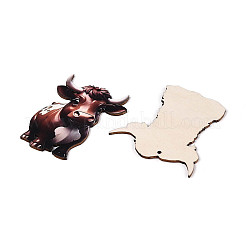 12Pcs UV Single Face Printed Wood Cattle Pendant Decorations&nbsp;WOOD-N020-05