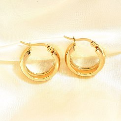 304ステンレススチールフープピアス  18KGP本金メッキ  20mm&nbsp;QM4377-2
