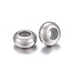 202ステンレスビーズ  内部のゴムと  スライダービーズ  ロンデル  ステンレス鋼色  8x4mm  穴：3.5mm  ゴム穴：2.2mm&nbsp;STAS-P238-01P-01