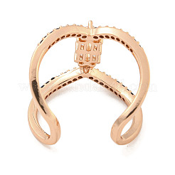 Rack Plating Brass Micro Pave Cubic Zirconia Open Cuff Rings for Women&nbsp;RJEW-F162-07RG