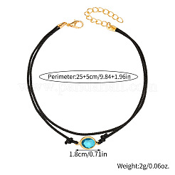 Bohemian Alloy Rhinestone Oval Link Black Waxed Cord 2-Strand Anklets&nbsp;FS-WGE4A67-01