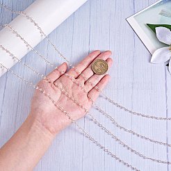 クリアキュービックジルコニアチップビーズチェーン  銅アズキチェーン付き  ハンダ付け  ゴールドカラー  6mm  約6.56フィート（2m）/ pc&nbsp;JX589A-01