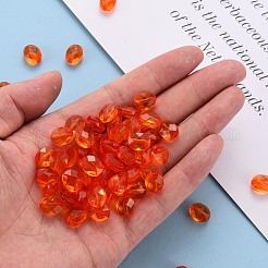 透明なアクリルビーズ  オーバル  オレンジ  10x8x5.5mm  穴：1.5mm  約1550個/500g&nbsp;TACR-S154-18A-84