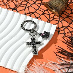 ハロウィン合金エナメルペンダント装飾  十字架と幽霊  ブラック  8.5cm&nbsp;KEYC-YW00056