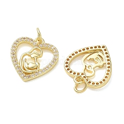 Brass Micro Pave Clear Cubic Zirconia Pendants&nbsp;KK-T085-16G-G